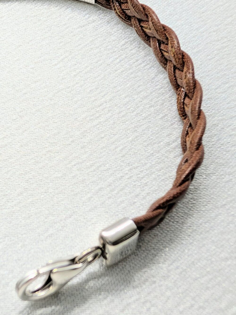 NEW Western Flair sterling silver and braided leather I.D. bracelet - Picture 7 of 8